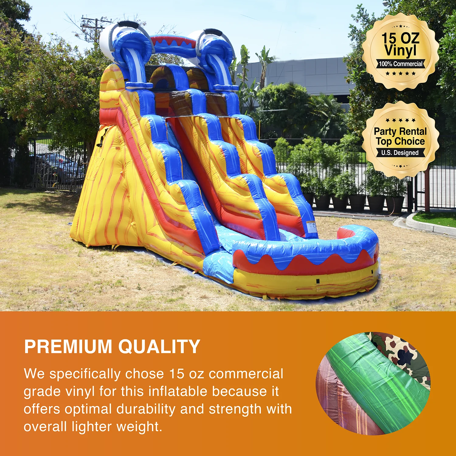 JumpOrange Splash Outdoor Commercial Grade Inflatable Water Slide with Pool for Kids and Adults with Blower