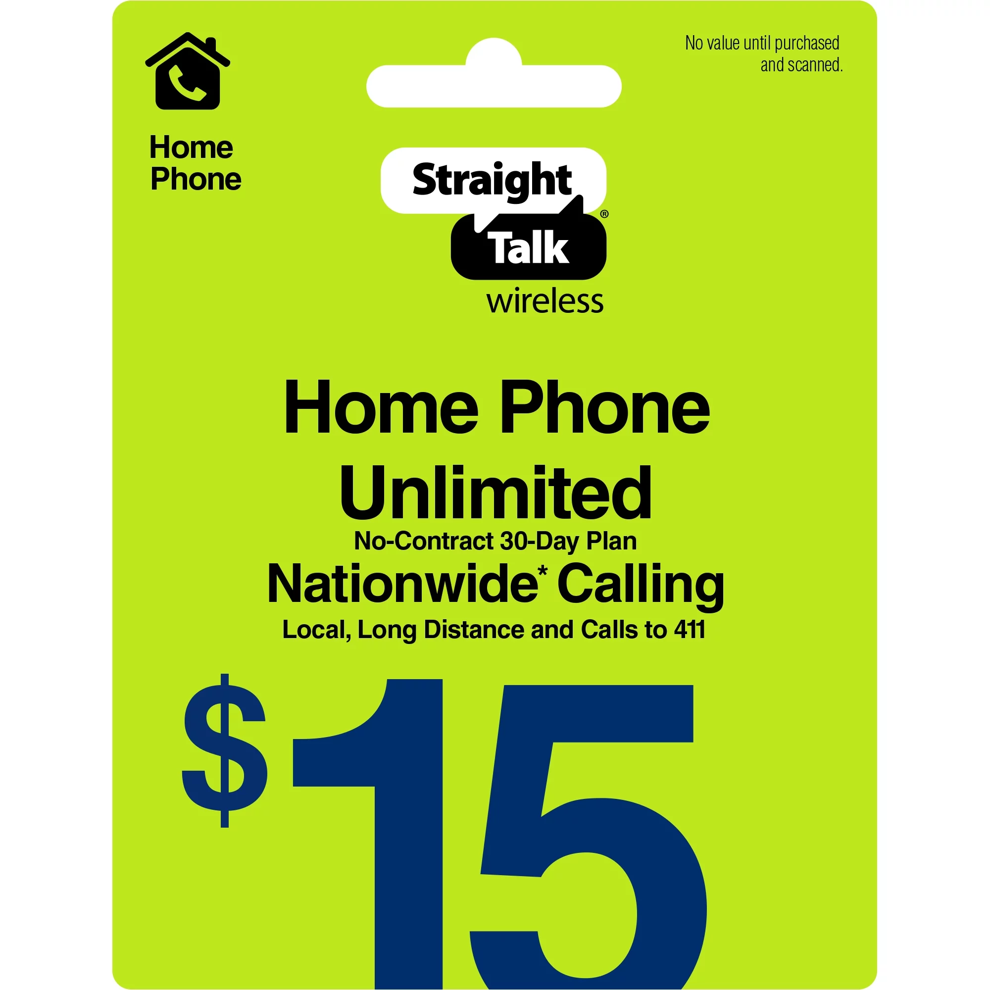 Straight Talk $15 Home Phone Unlimited 30-Day Plan Direct Top Up