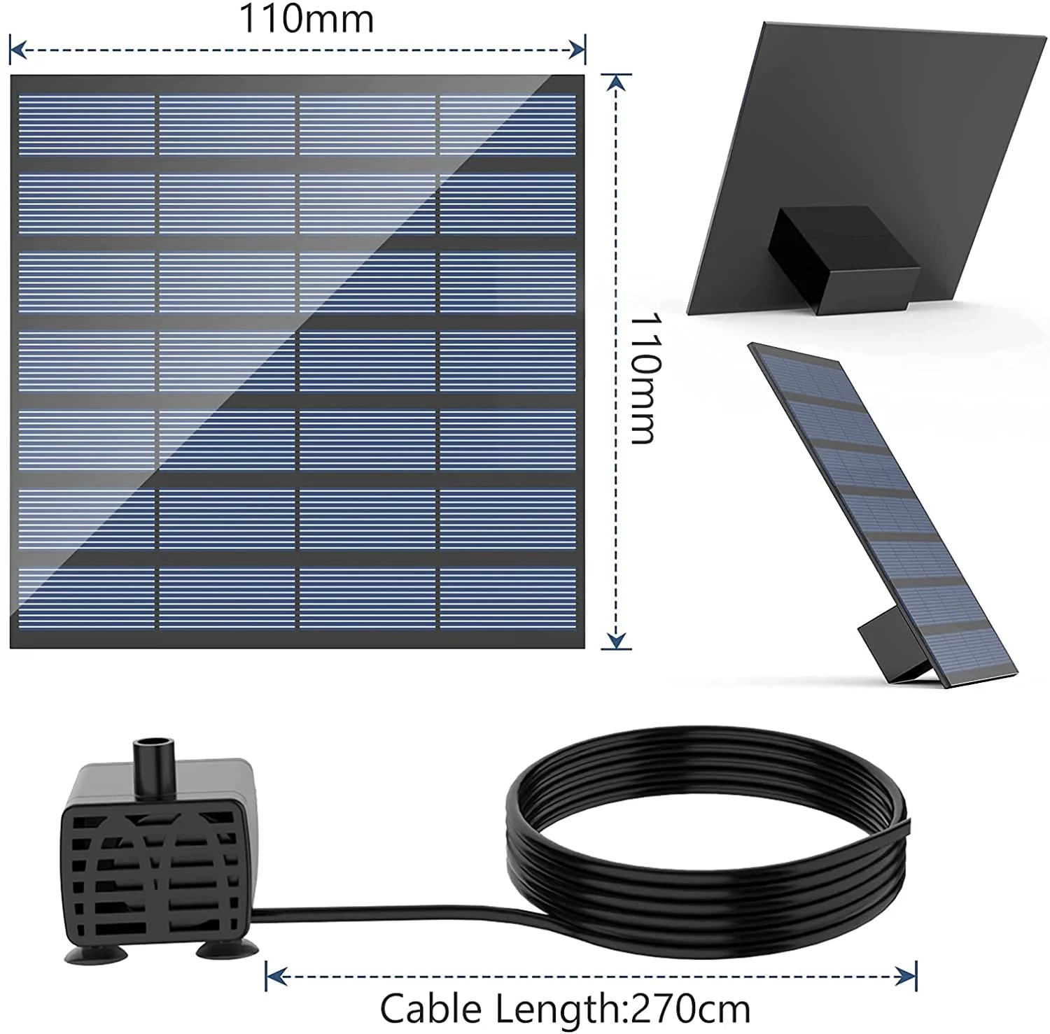 AISITIN DIY Solar Water Pump Kit, Solar Powered Water Fountain Pump with 6 Nozzles, DIY Water Feature Outdoor Fountain for Bird Bath, Ponds, Garden and Fish Tank