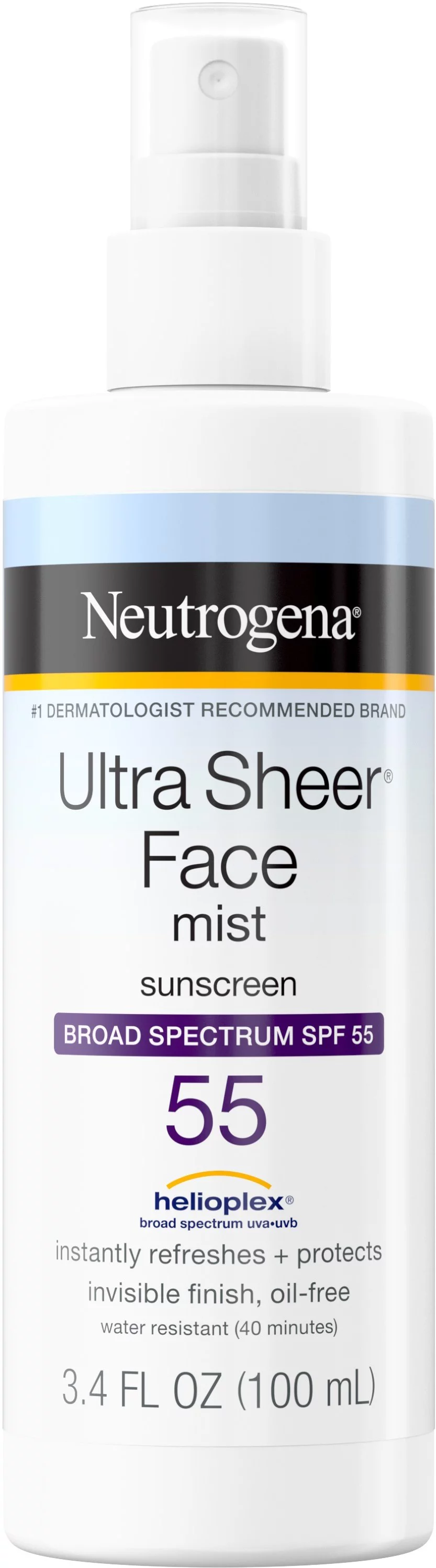 Neutrogena Ultra Sheer Face Mist Sunscreen Spray SPF 55 Spray Travel Size 3 oz (Pack of 4)