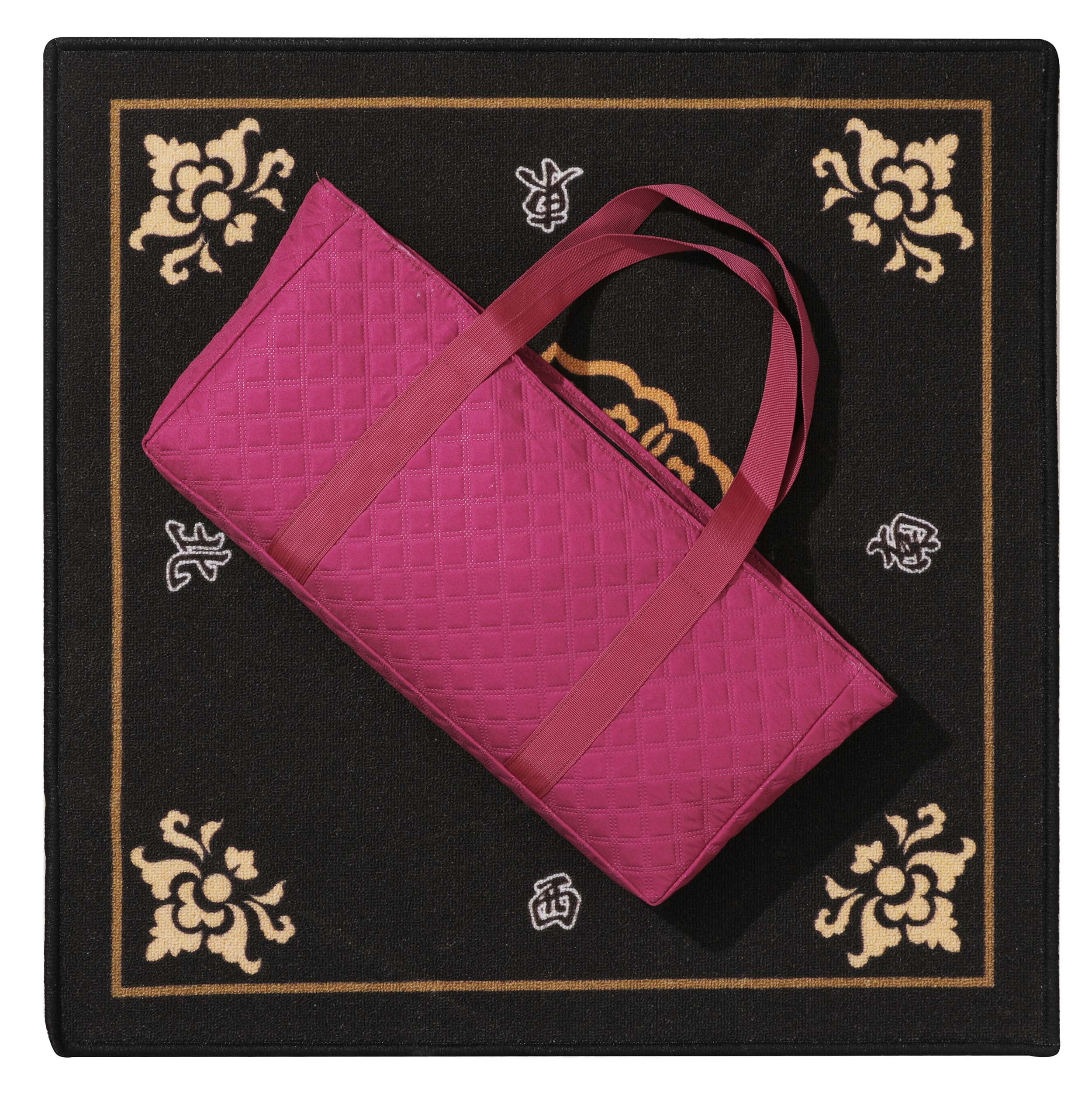 American Mahjong Game Set - Red (Burgundy) Quilted Soft Bag - 166 White Engraved Tiles, 4 All-in-One Rack/Pushers Complete Western Mah-Jongg, Maj Jongg, Ma Jong Set