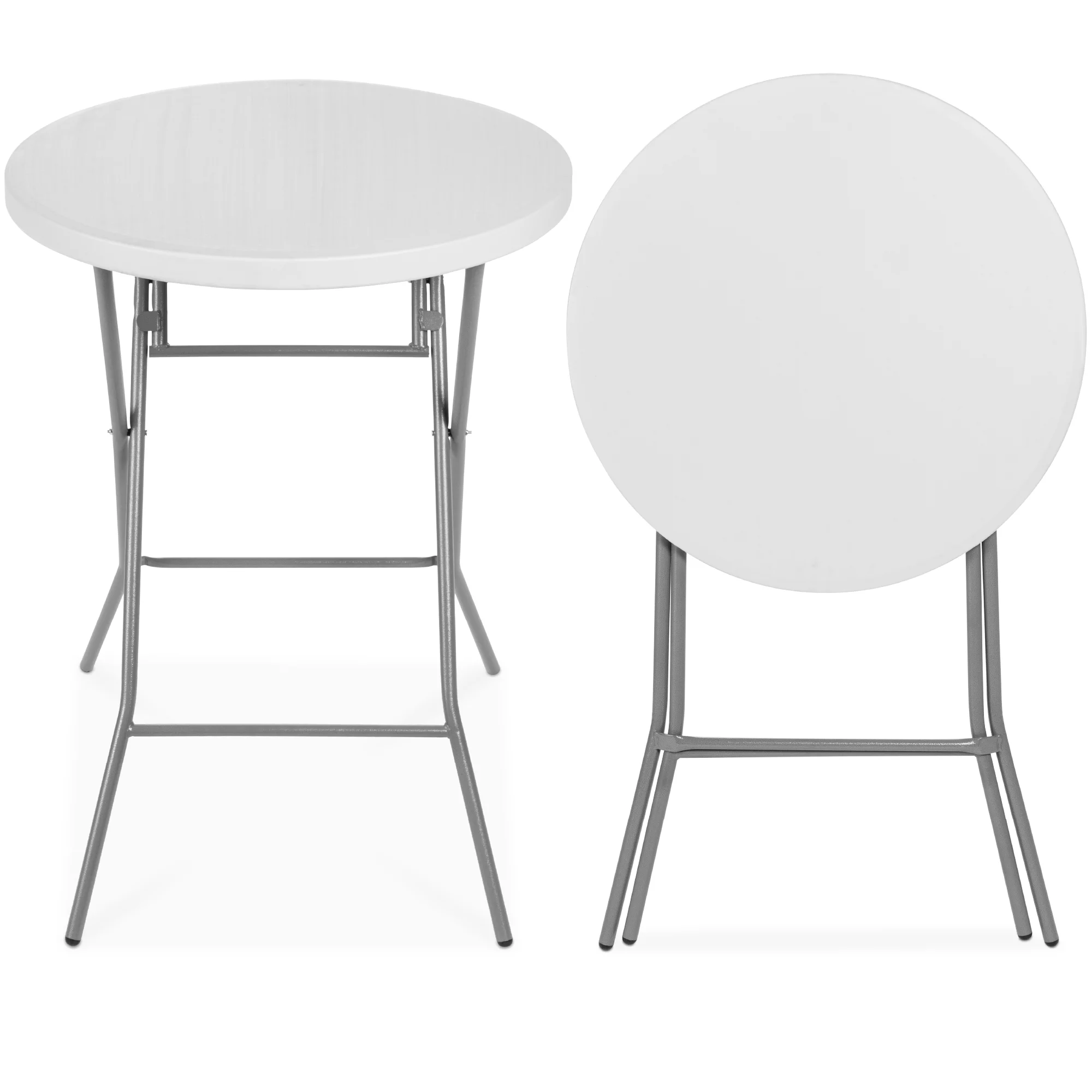 Best Choice Products 32in Bar Height Folding Table, Indoor Outdoor Accessory w/ Thick Table Top, 330lb Capacity - White