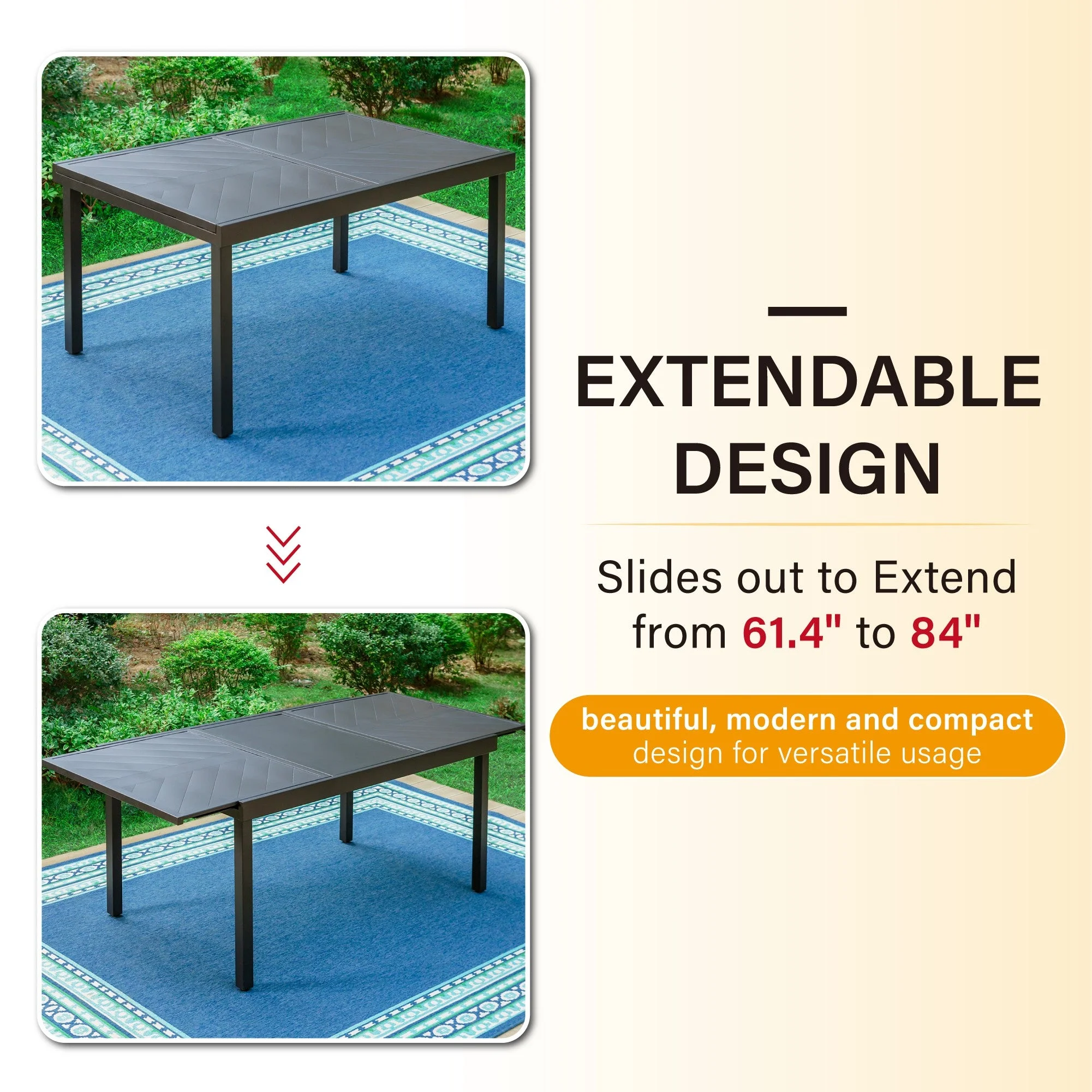 Sophia & William 9 Pieces Metal Outdoor Patio Dining Set with Extendable Table - Black