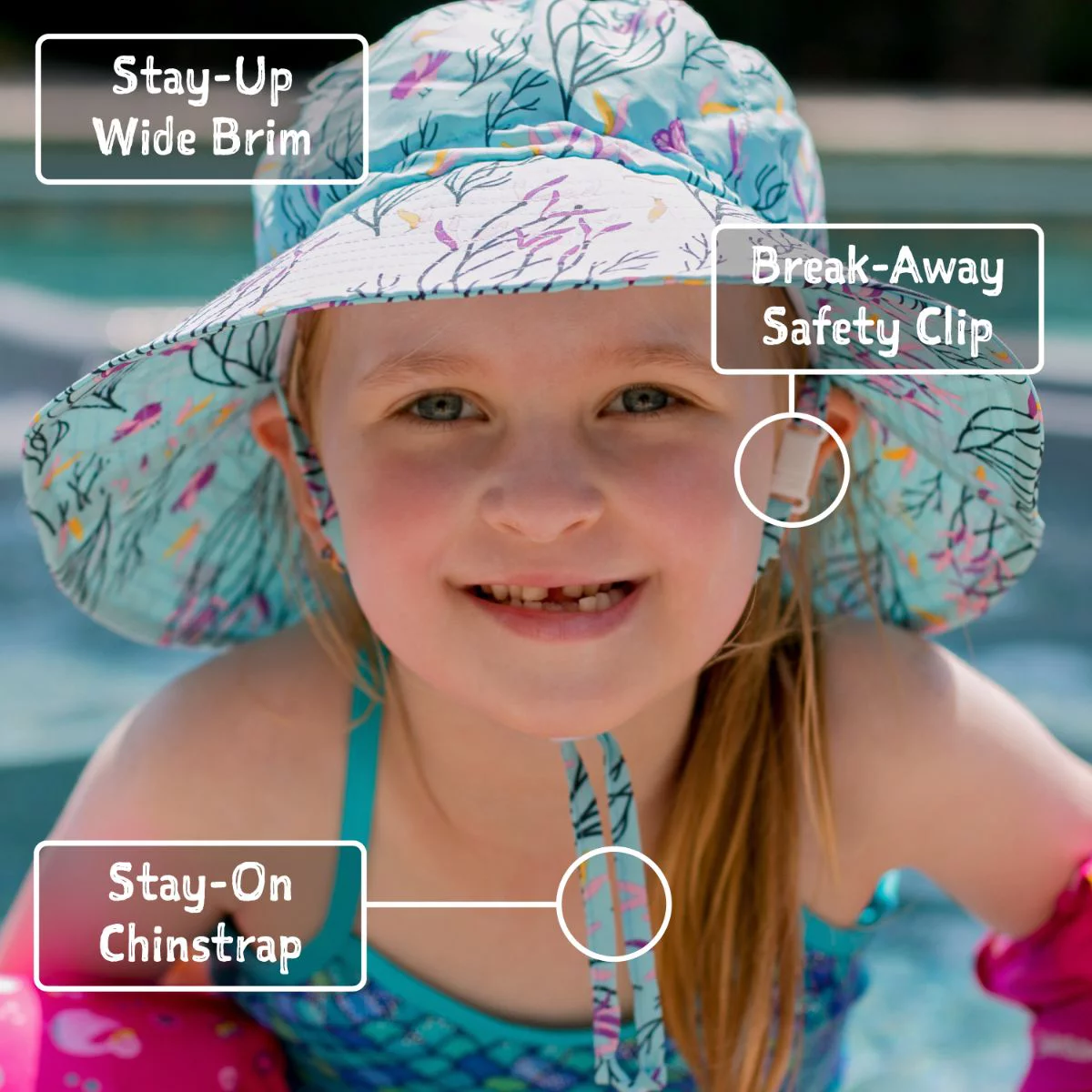 Jan & Jul Baby Girl Sun-Hat with Chin-strap, UPF 50 Quick Drying Fabric (S: 0-6 months, Hot Pink)