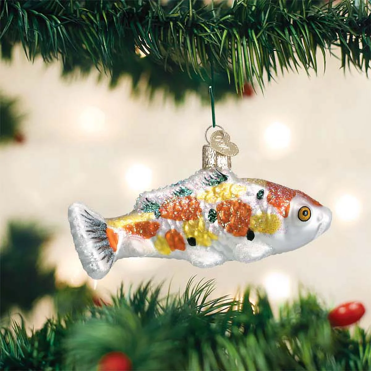 Old World Christmas Orange/Yellow Koi Glass Ornament Pond Garden Fish 12620