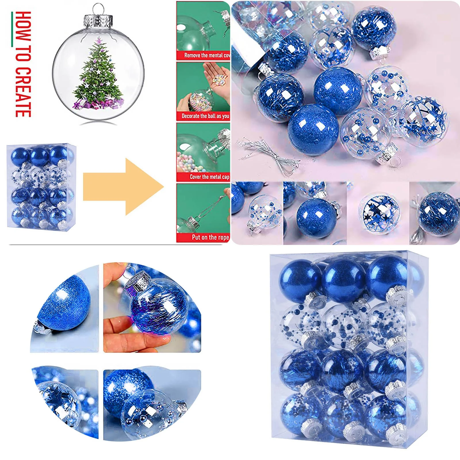 Event Chairs for outside Transparent Plastic Round 6cm Colorful Christmas Christmas Tree Hanging Accessories Decorative