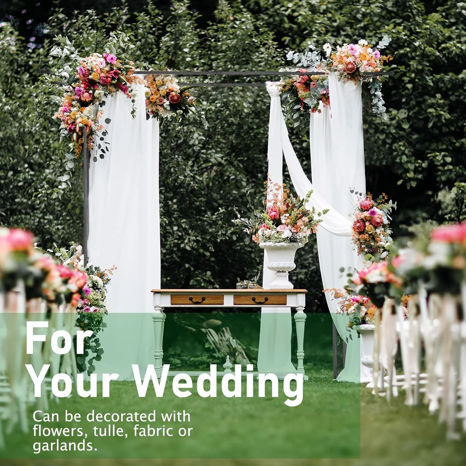 VINGLI Garden Arbor, Arch for Wedding Ceremony Party, Christmas Garden Decor Steel Garden Trellis for Plant Climbing, Pergola for Garden, Backyard, Lawn (Black-59x84)