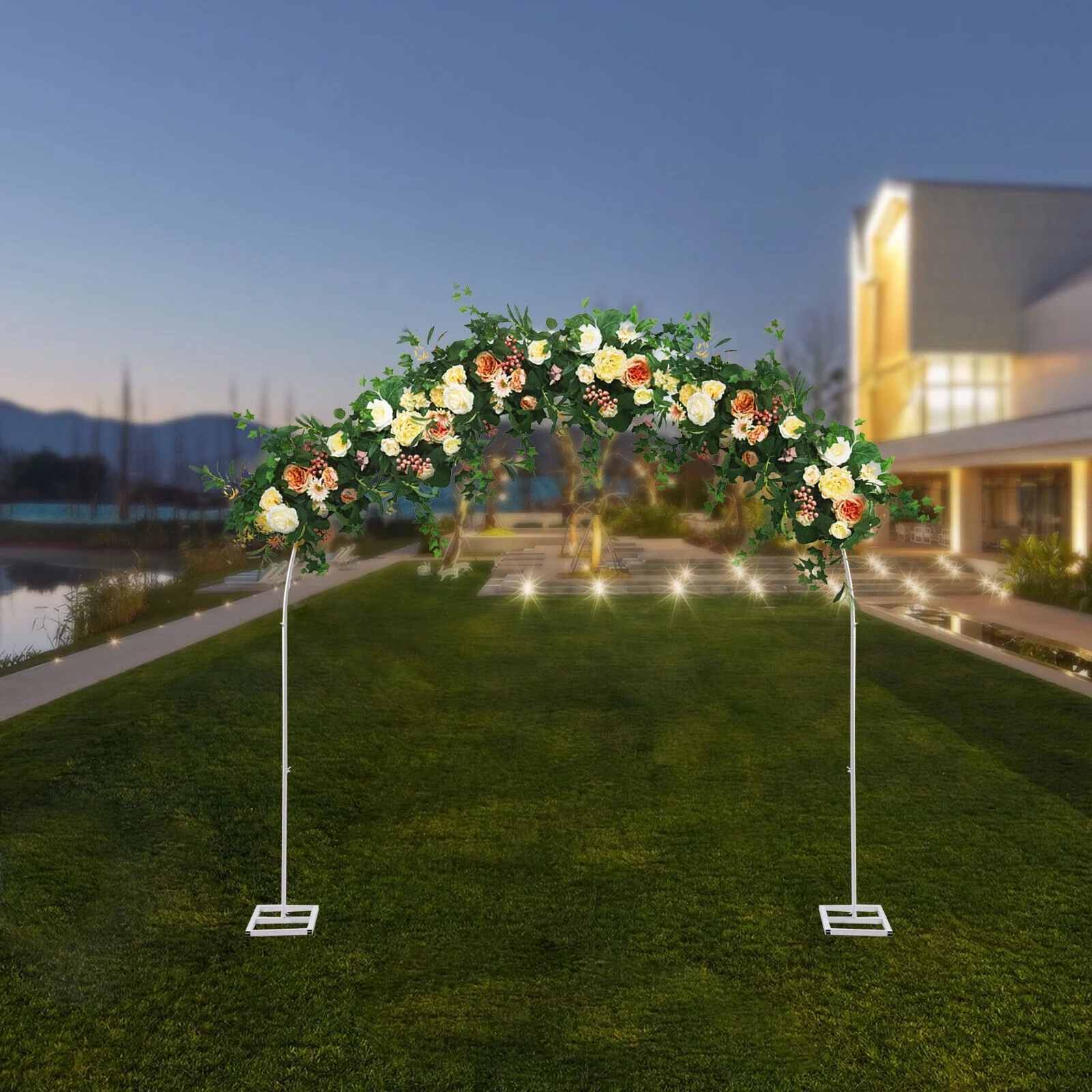 7.5ft Metal Arch Flower Balloon Stand Wedding Christmas Birthday Decor White