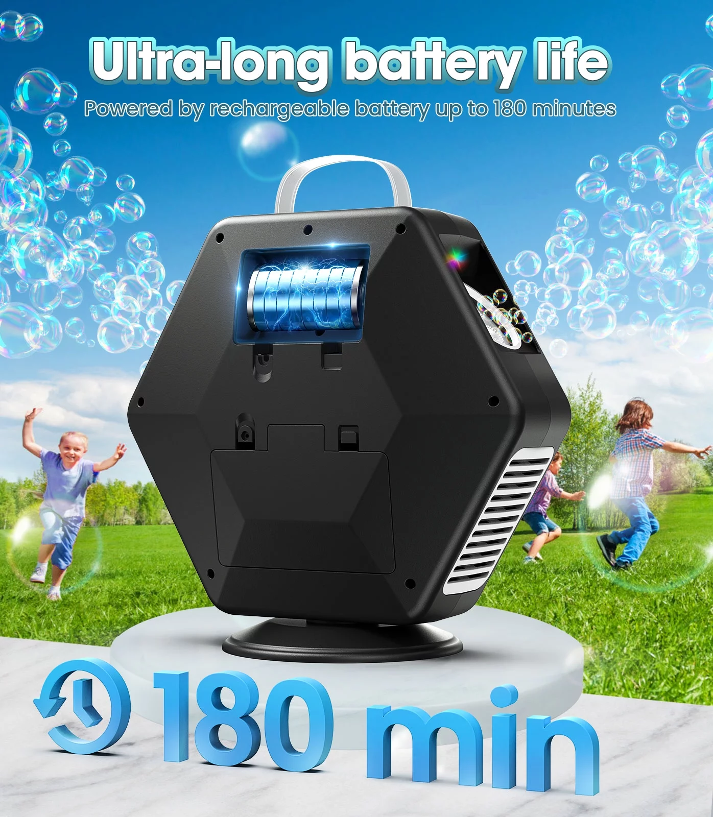 Freecat Automatic Bubble Machine, Upgraded 360°Rotatable Bubble Blower,16000+ Bubbles Per Minute, Battery Operated Bubble Blower for Kids Adults, Bubble Toys For Outdoor Parties,Wedding,Christmas