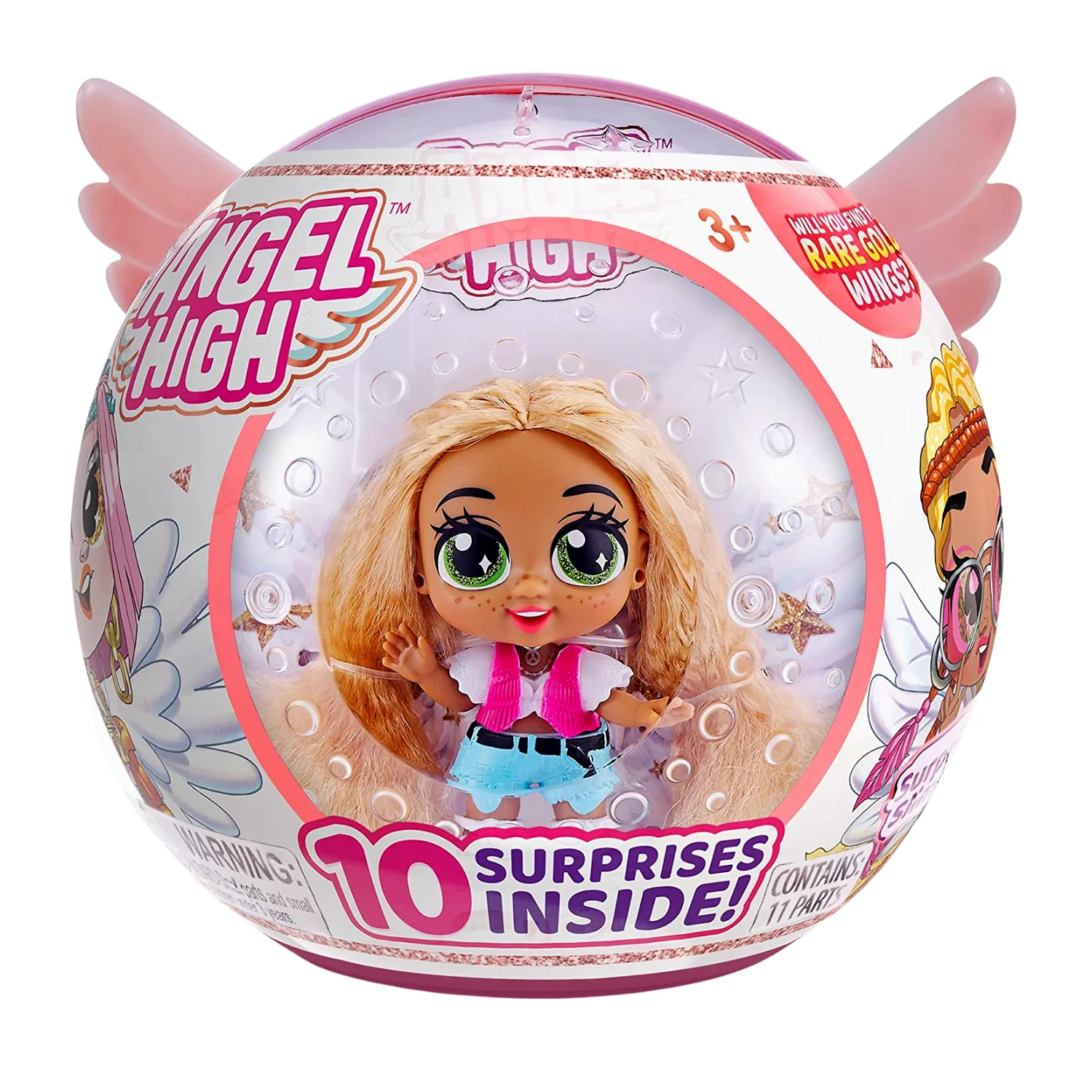 Itty Bitty Prettys Angel High Cara Mello Doll with 10 Surprise Accessories Playset for Kids Girl Fun Home Playtime Party Birthday Christmas Holiday Gift Toy 3 Years Old and Up & CUSTOM Storage Carrier