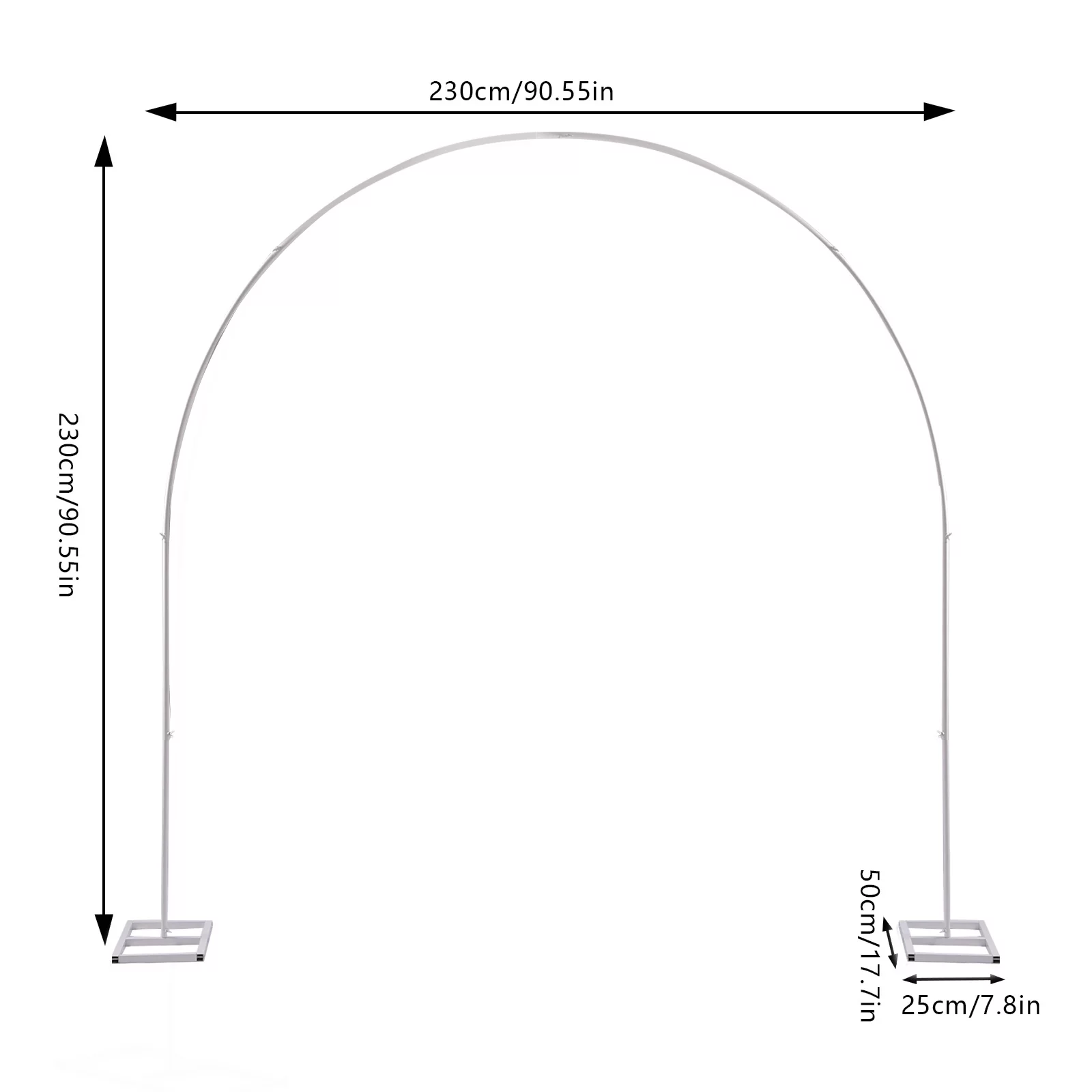 YIYIBYUS 7.5ft Wedding Arch Flower Stand Metal Balloon Rack for Wedding Party Christmas Garden Yard Backdrop Decor White