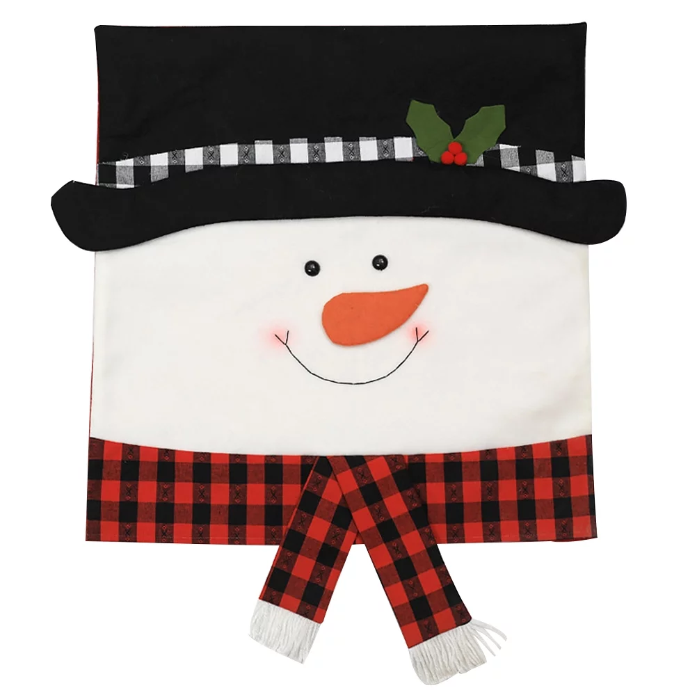 NUOLUX 1PC Christmas Chair Cover Decor Plaid Cloth Couple Chair Cover Chair Decor (Red)