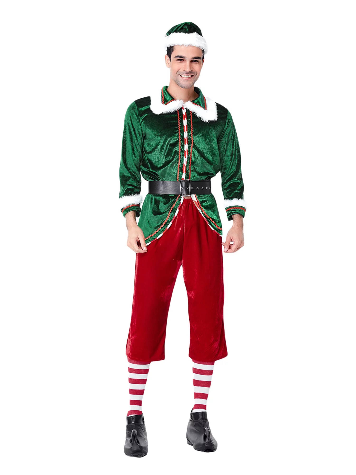 Tsseiatte Unisex Christmas Clothes Set, Costume Play Outfit with Santa Hat, Waistband and More