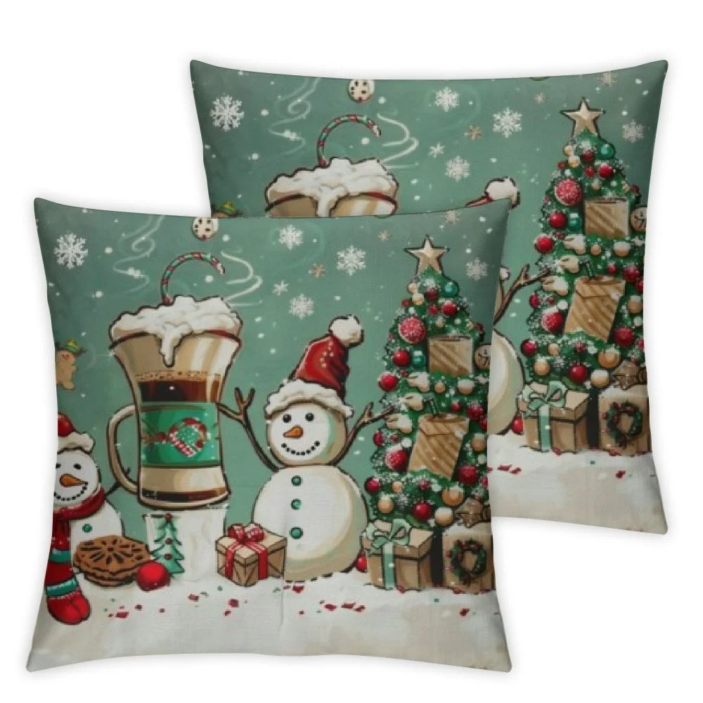 Nawypu Christmas Pillow Covers, Outdoor Christmas Pillow Covers, Christmas Pillow Cases, Christmas Pillows Decorative, Snowman Candy Cane Gingerbread Man Pillow Covers,2 Pcs