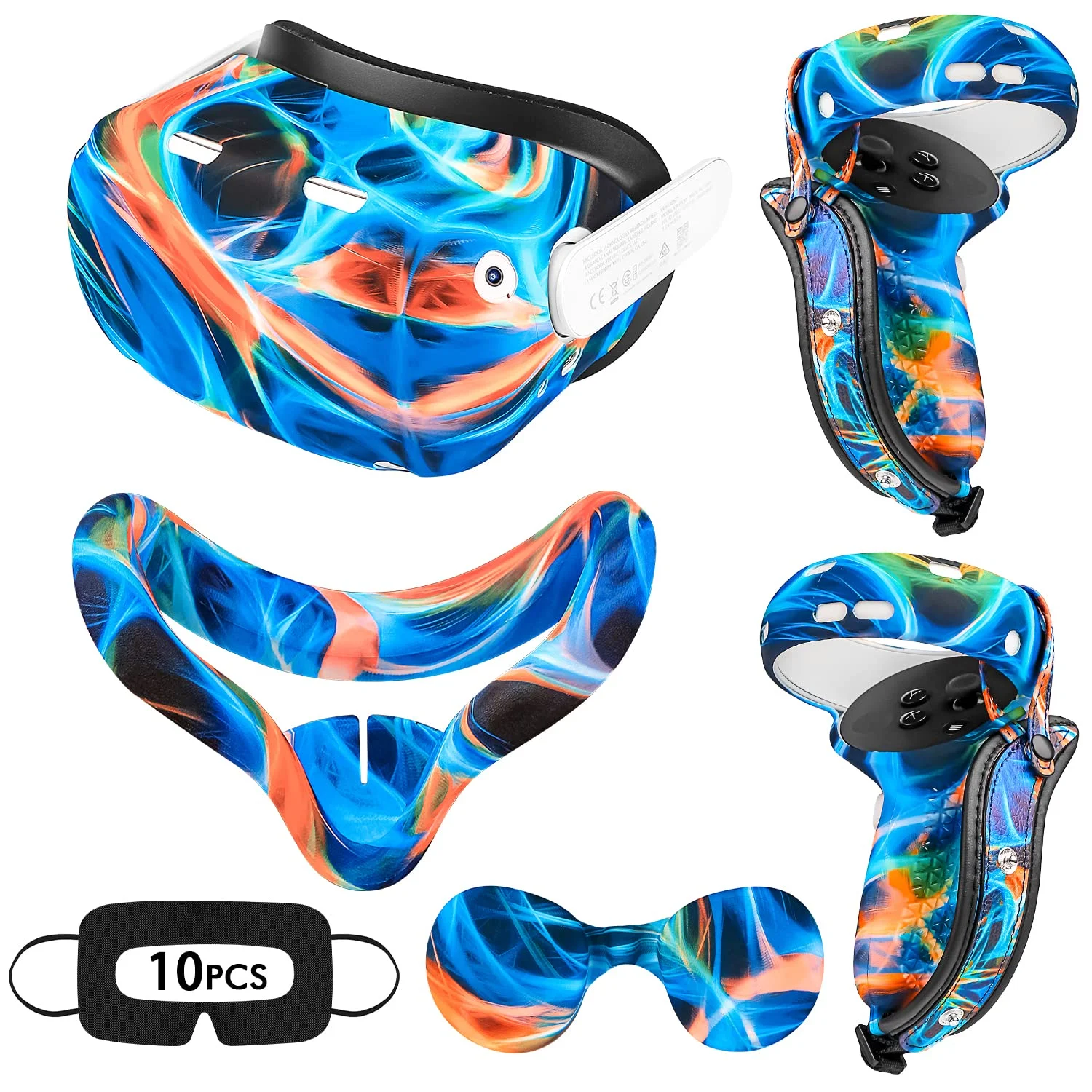 for Oculus Quest 2 Accessories, Ltmate VR Accessory Set for Meta Quest 2, Include Controller Grip Leather Cover, VR Shell Cover, Face Cover, The Best Gifts for Christmas and Halloween(Aurora)