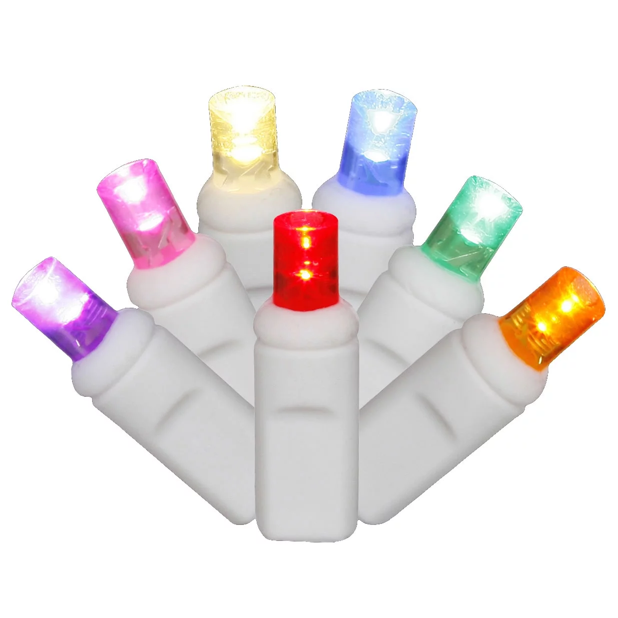 Vickerman 70 Multi-Colored Wide Angle LED Icicle Light on White Wire, 9' Christmas Single Mold Light Strand