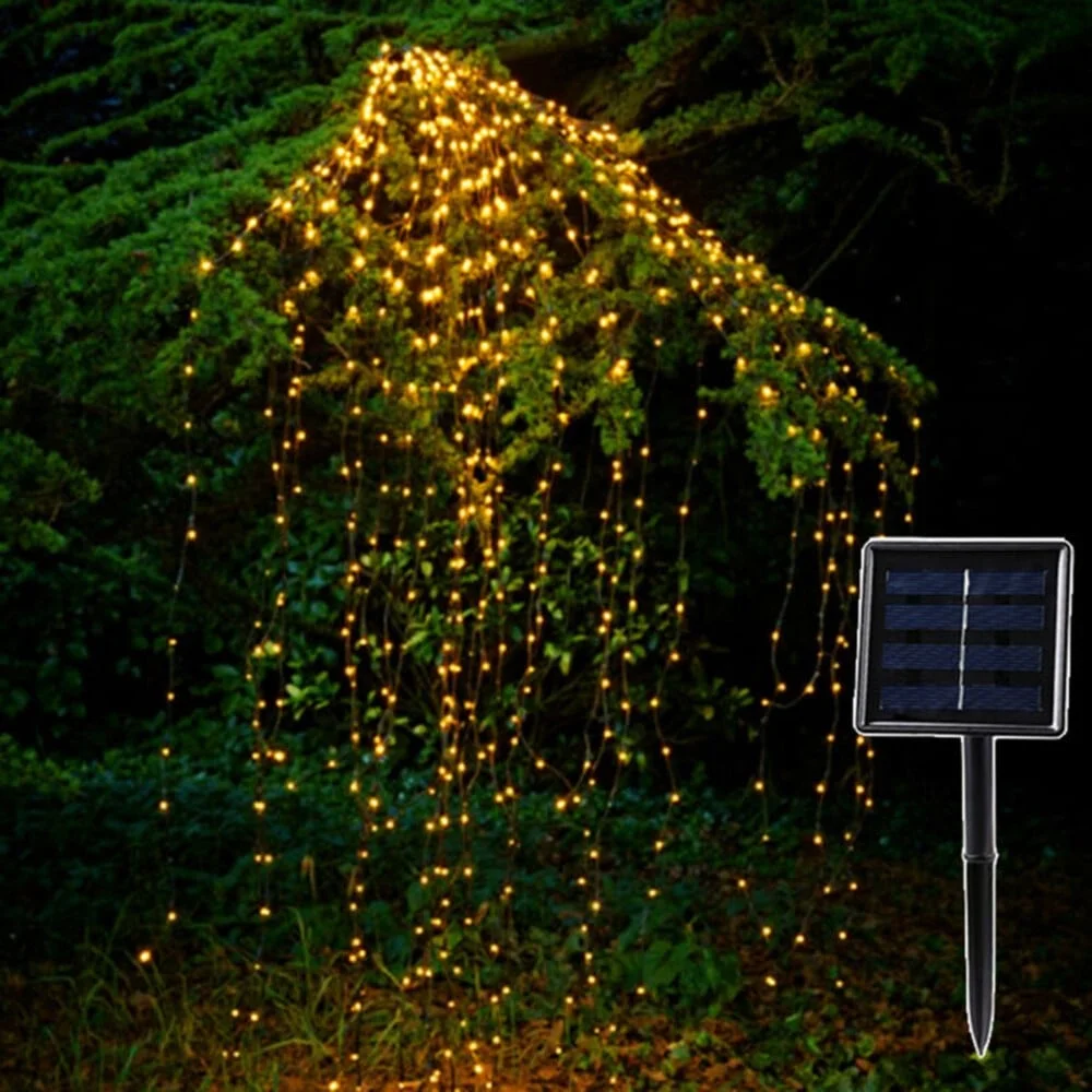 Sunshine 100 LED Solar Powered Twinkle Firefly Bunch Lights Waterproof Fairy Starry String Lights Decorative Vine for Outdoor Garden Christmas Tree