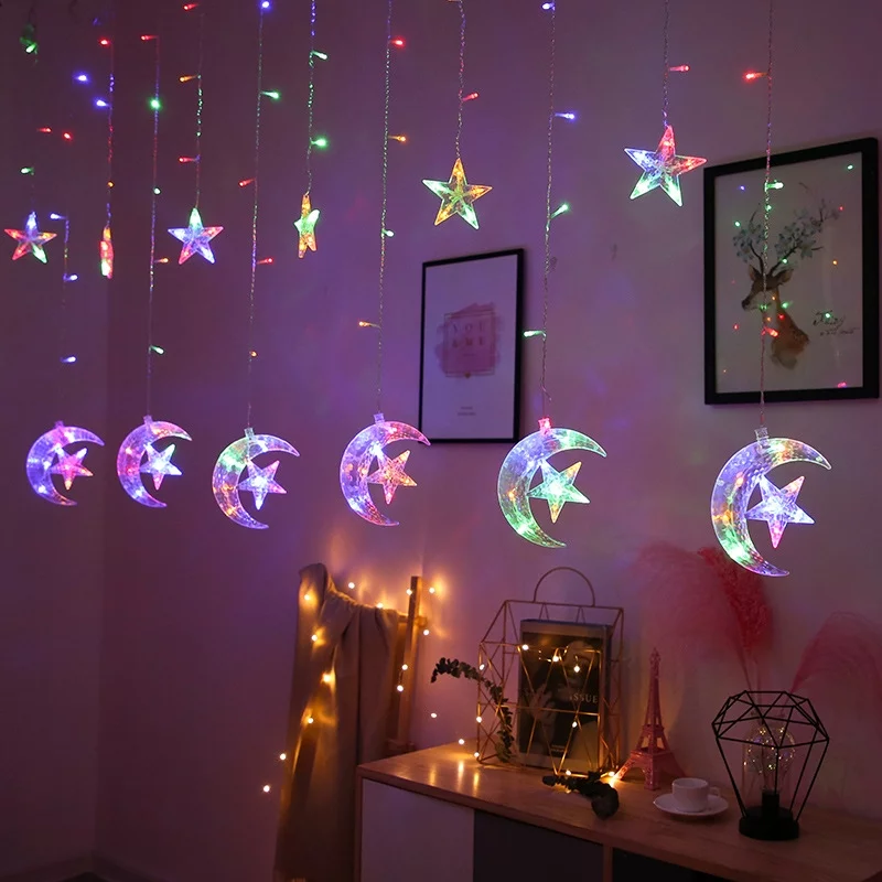 ZOELNIC 12 Stars 138 LED Star Lights, Curtain String Lights for Bedroom with 8 Lighting Modes,Waterproof Window Lights Ramadan Decorations, Wedding,Garden Christmas Decorations Lights - Multi-color