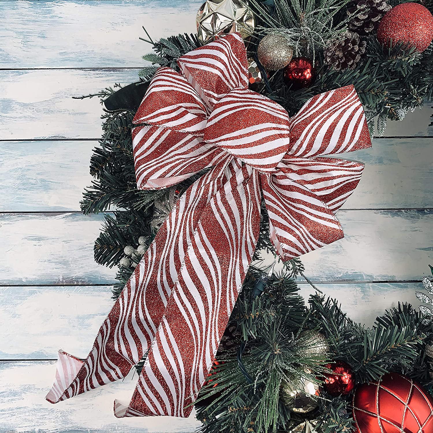 Candy Cane Stripes Christmas Bow - 10