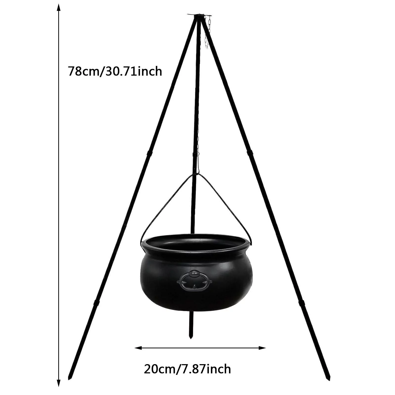 Outdoor Decorations Witch Cauldron With Light On Tripod Stand Black Bowl Decoration Candy Bucket Decoration For Home Porch Camping Photo Booth Props Christmas Booth Props Backdrops