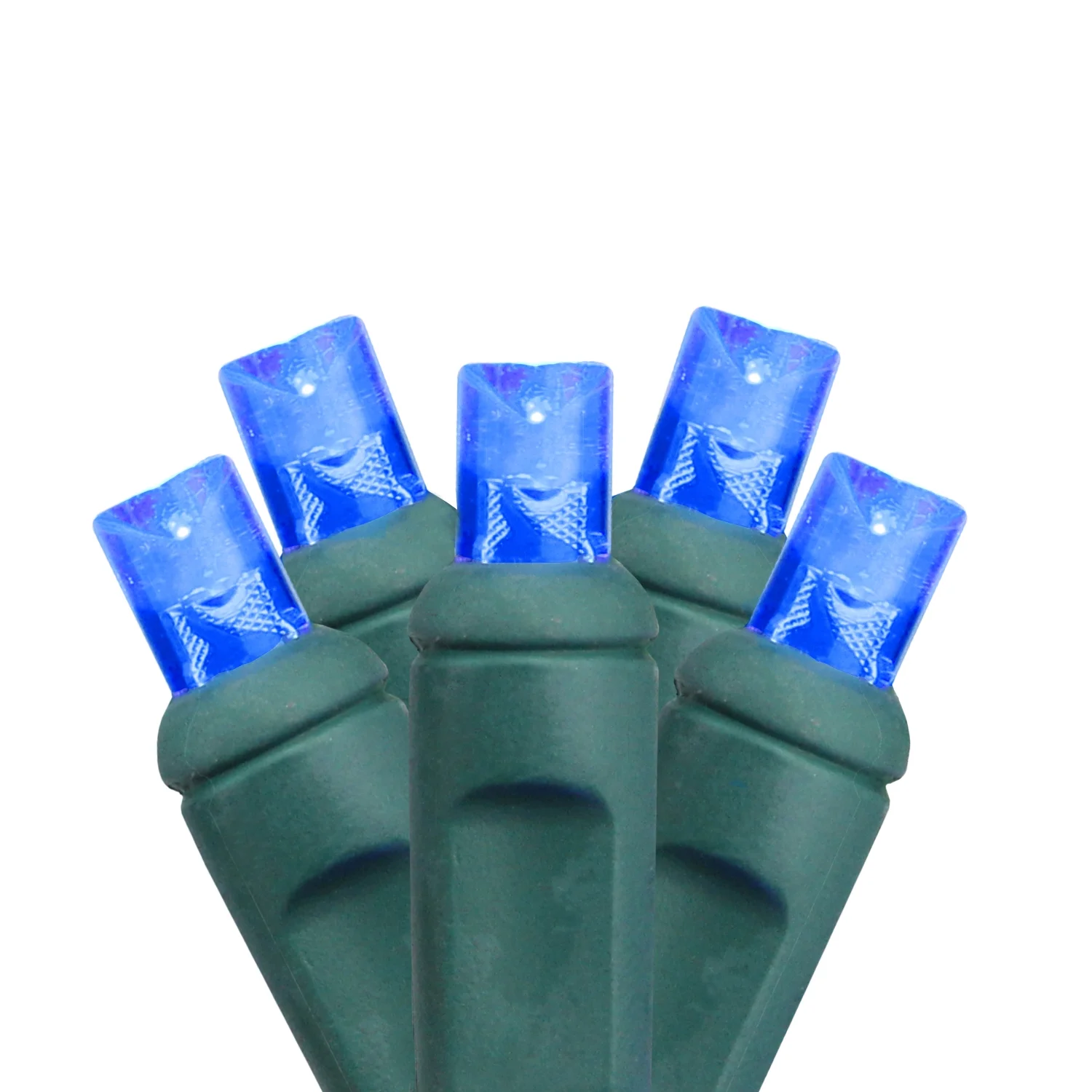 50 Blue Commercial Grade LED Wide Angle Christmas Lights - 24.5 ft Green Wire