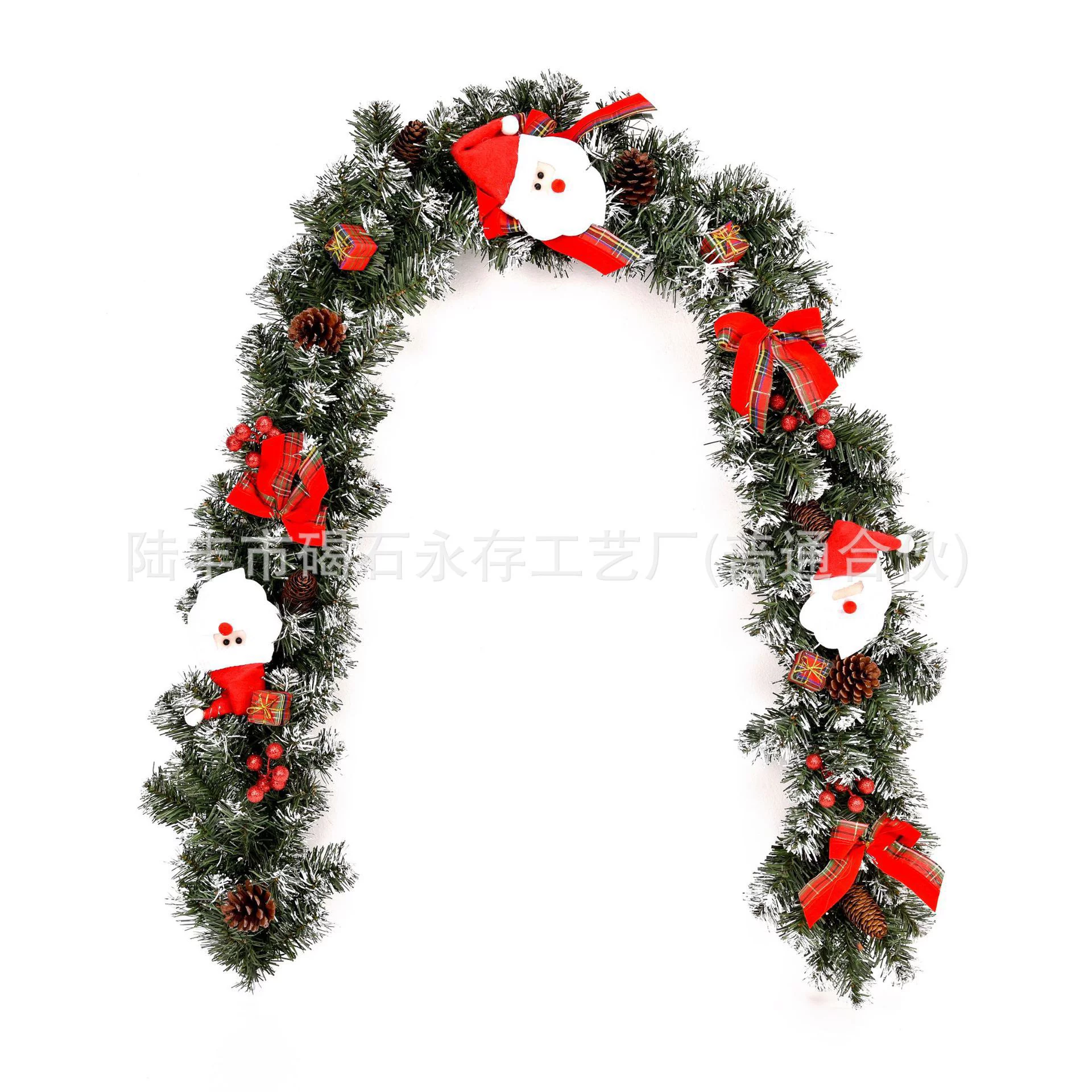 9ft Christmas Garland with Lights Pine Garland with Red Berry for Christmas Decoration Outdoor Indoor Stairs Fireplace Home Holiday A11