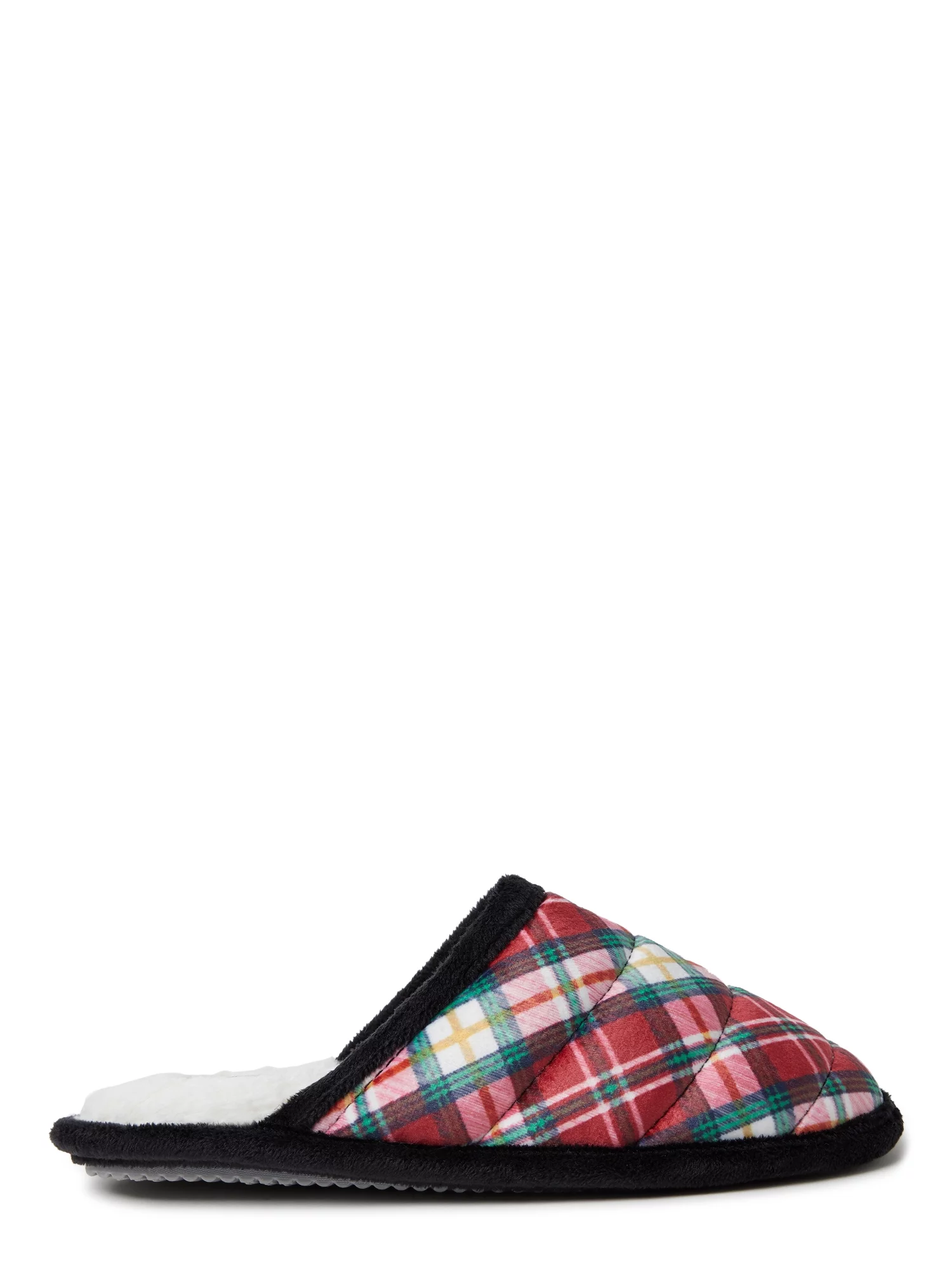 DF by Dearfoams Women's Christmas Plaid Scuff Slippers