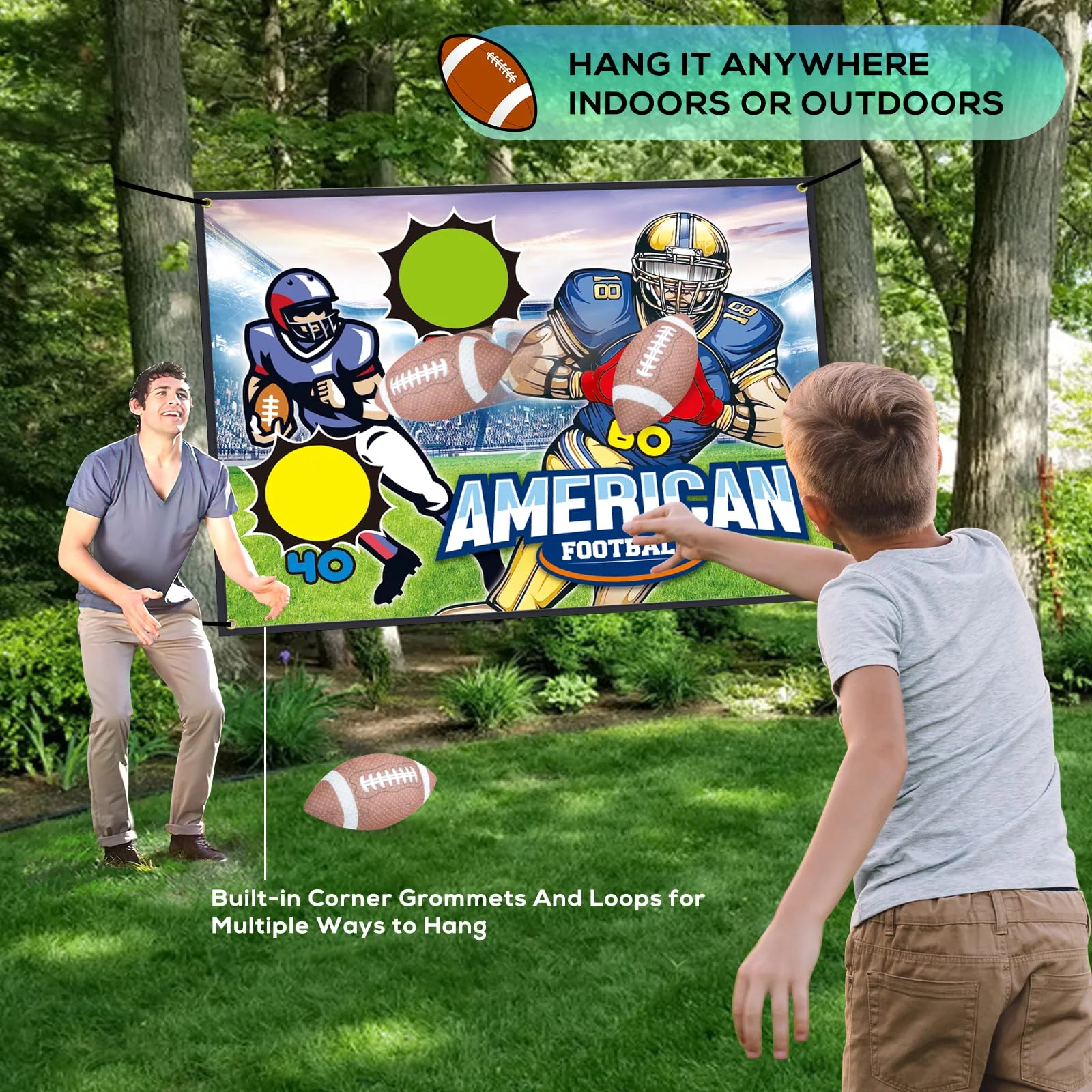 Outdoor Toys for Kids Ages 4 8 12, Football Toss Target Games , Toddler Toy 3 4 5 6 7 8 Family Backyard Outdoor Games, Christmas Birthday Gift for Boys Girls