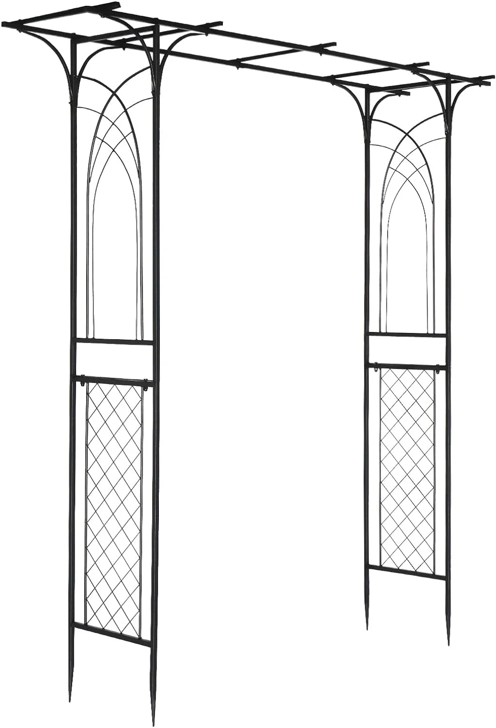 VINGLI Garden Arbor, Arch for Wedding Ceremony Party, Christmas Garden Decor Steel Garden Trellis for Plant Climbing, Pergola for Garden, Backyard, Lawn (Black-59x84)