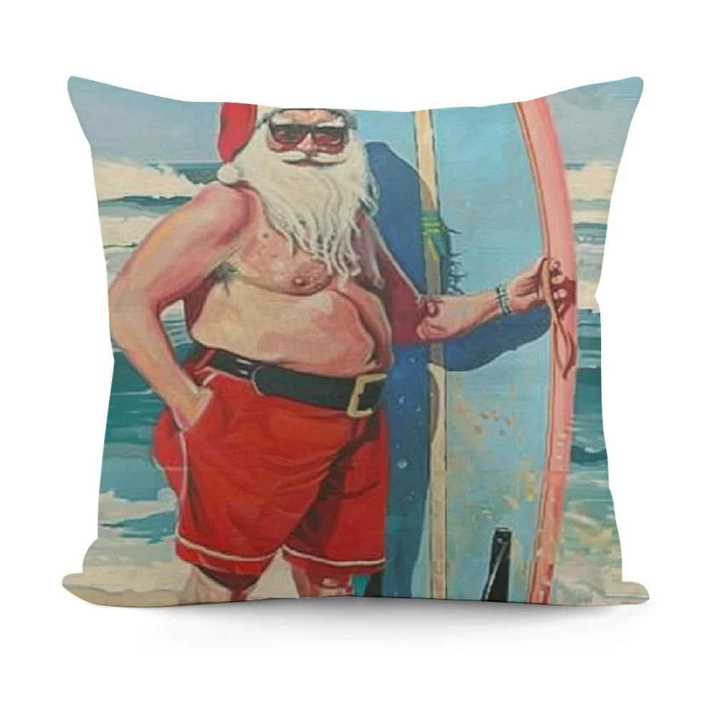 Ollo0ord Beach Christmas Pillow Covers with Decorative Pillow Cases Outdoor Decor Cushion Cover for Deck Chair Sofa Couch, White
