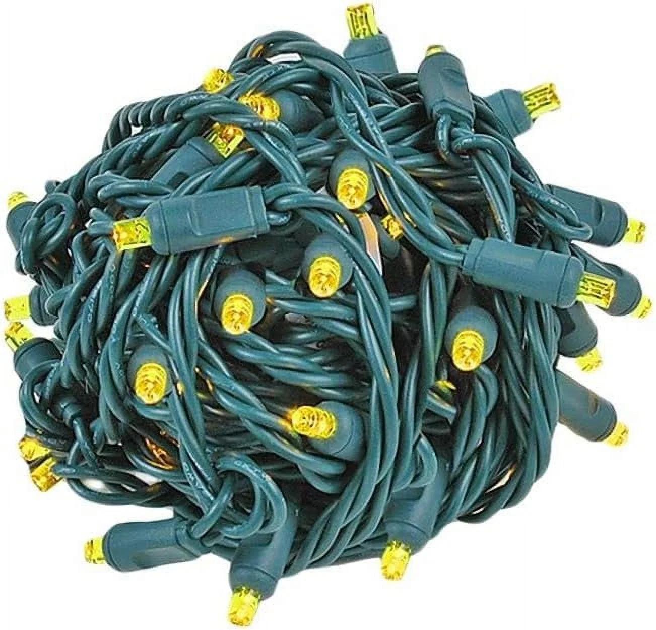 Novelty Lights 50 Light LED Christmas Mini Light Set, Outdoor Lighting Party Patio String Lights, Yellow, Green Wire, 25 Feet