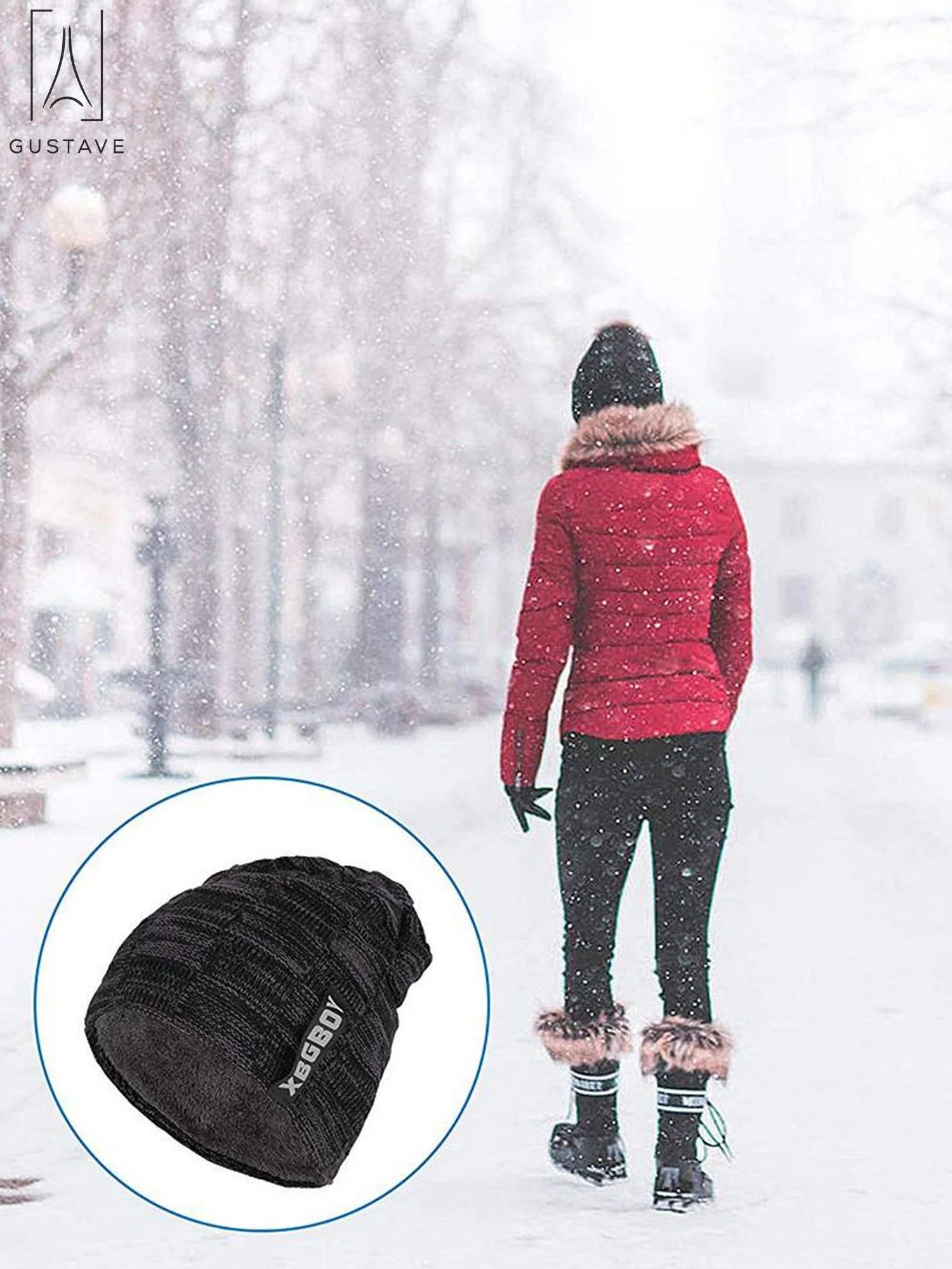 Gustave 2-Pieces Winter Beanie Hat Scarf Set Warm Knit Hat Thick Knit Skull Cap for Men Women Christmas New Year Gift 