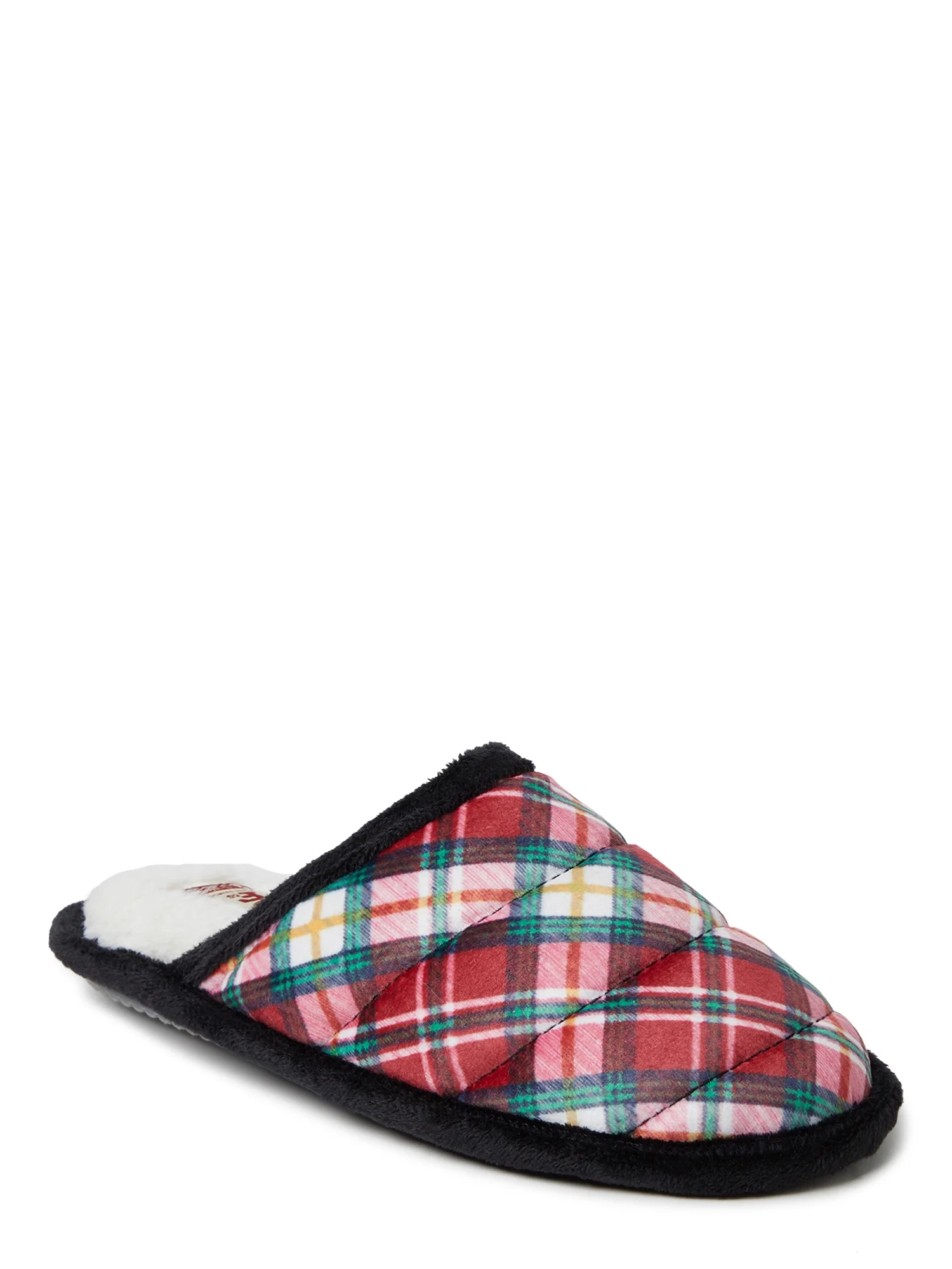 DF by Dearfoams Women's Christmas Plaid Scuff Slippers