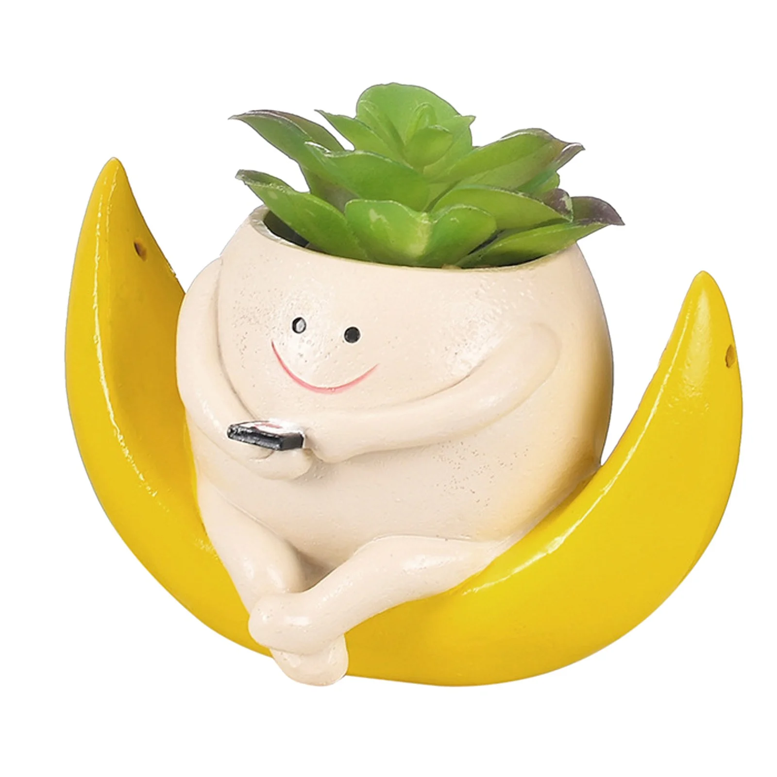 TIIFSWHS Hanging Swing Chair Planter Pot Resin Face Planter for Indoor Outdoor Cute Head Flower Pots for String Of Pearls Live Unique Gift IdeaI for Mother Day Christmas Garden Po