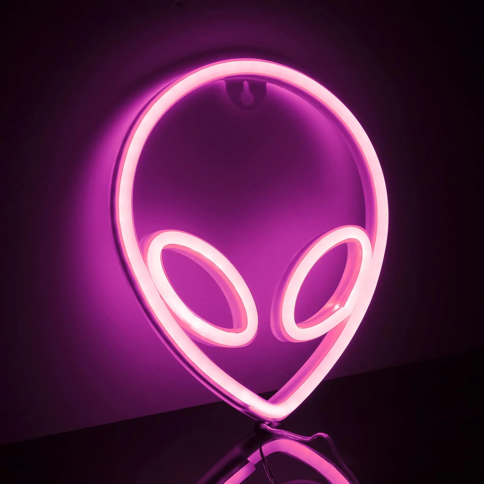 FOAUUH Alien Neon Signs for Bedroom Wall Decor Battery and USB Powered Pink Alien Neon Sign Light up for Home Kids Room Children‘s Day Bar Festival Birthday Christmas Halloween Party