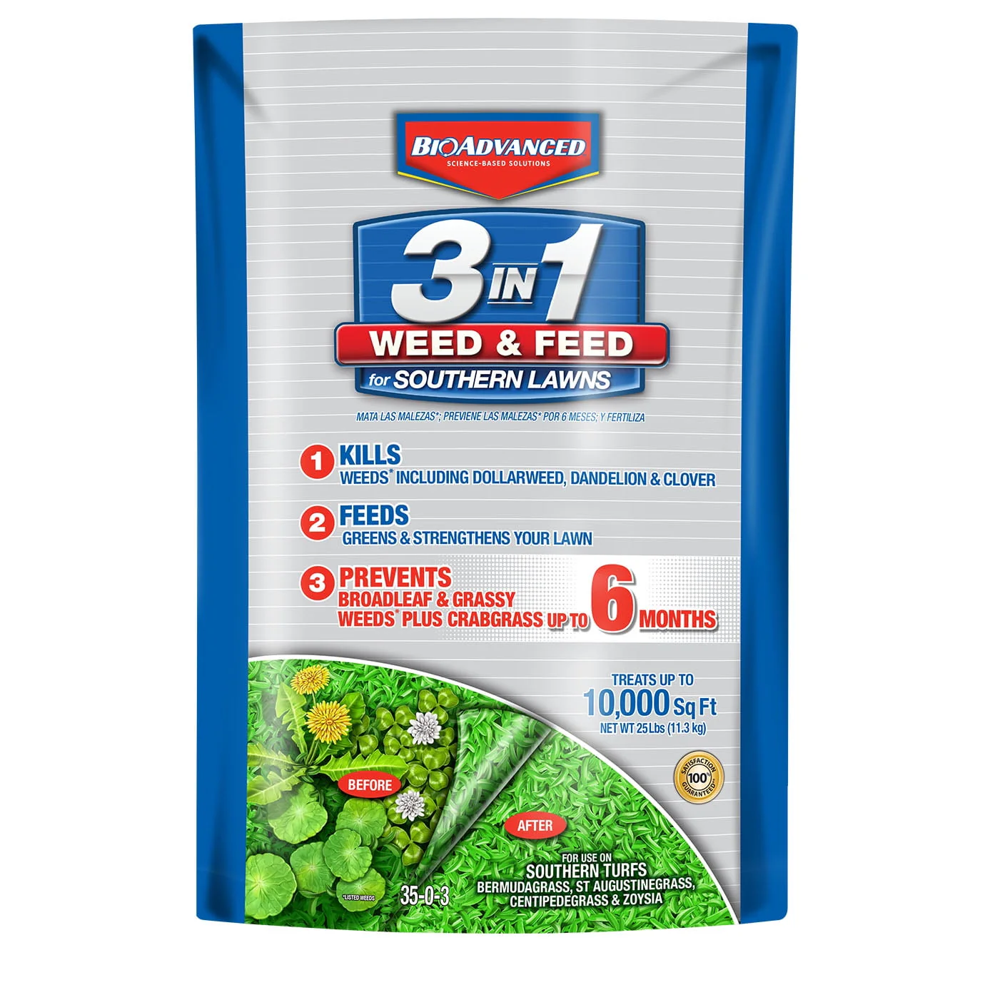 BioAdvanced 3in1 Weed & Feed for Southern Lawns, Granules, Herbicide