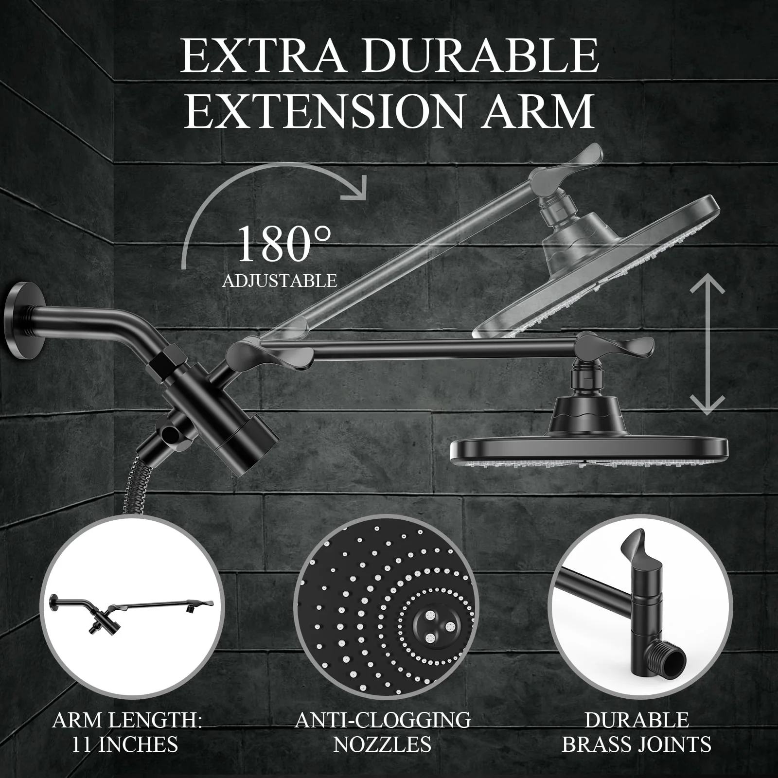 5Setting High Pressure Shower Heads for Bathroom, 12 inch Rain Shower