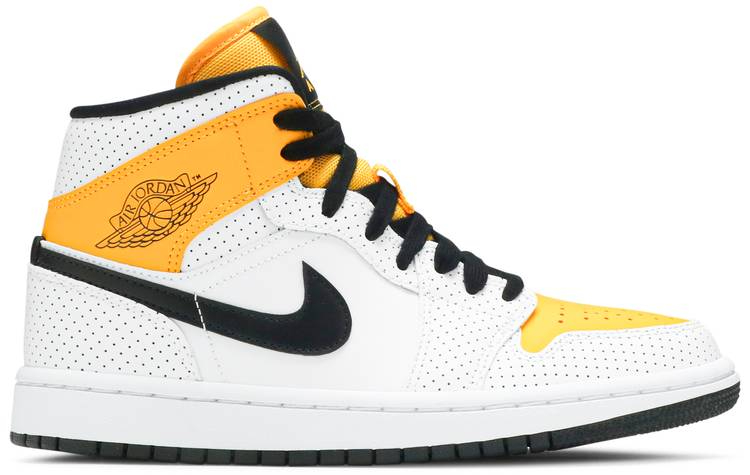 Wmns Air Jordan 1 Mid  Perforated   White University Gold  BQ6472-107 - vstockx