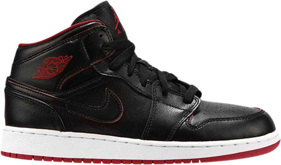 Air Jordan 1 Retro Mid GS  Black Gym Red  554725-028 - vstockx