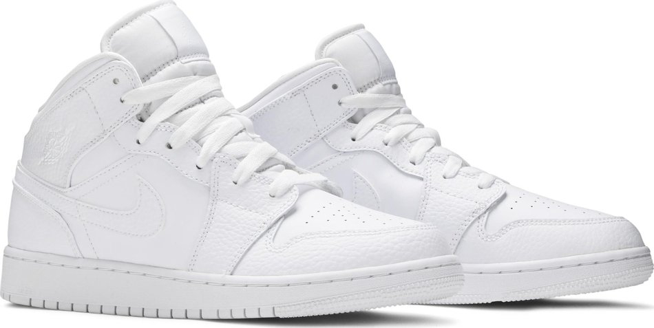 Air Jordan 1 Mid GS  Triple White  554725-130 - vstockx