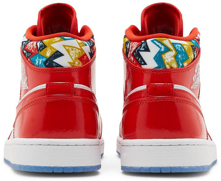 Air Jordan 1 Mid Gets Swathed in Geometric Prints DC7294-600 - vstockx