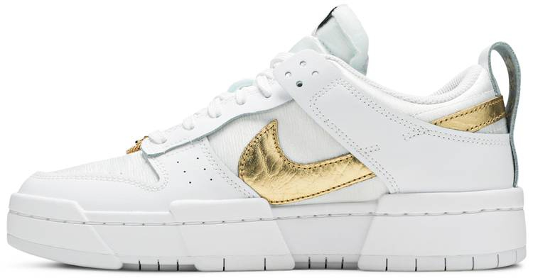 Wmns Dunk Low Disrupt  White Metallic Gold  DD9676-100 - vstockx