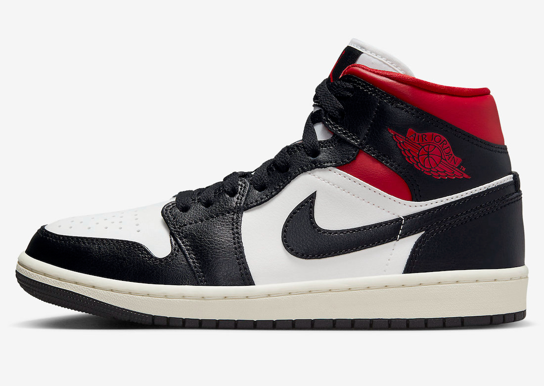 Wmns Air Jordan 1 Mid  Black Sail Gym Red  BQ6472-061 - vstockx