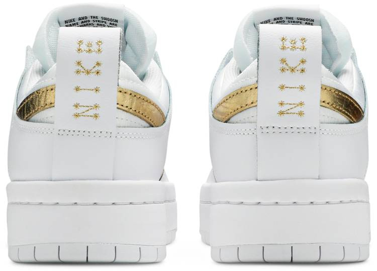 Wmns Dunk Low Disrupt  White Metallic Gold  DD9676-100 - vstockx