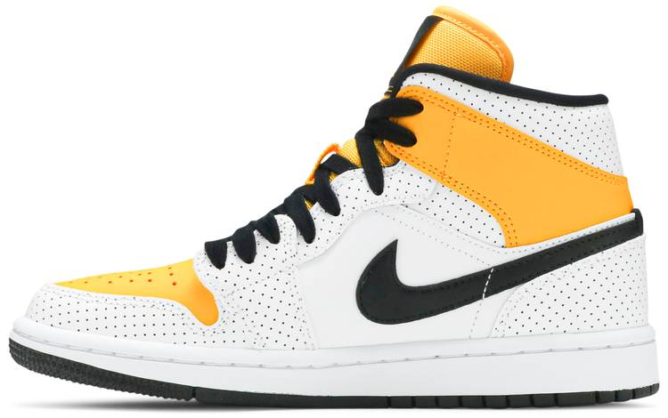 Wmns Air Jordan 1 Mid  Perforated   White University Gold  BQ6472-107 - vstockx