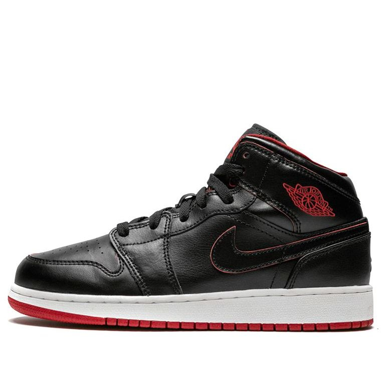 Air Jordan 1 Retro Mid GS  Black Gym Red  554725-028 - vstockx