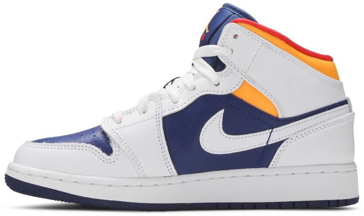 Air Jordan 1 Mid GS  White Deep Royal Blue  554725-131 - vstockx