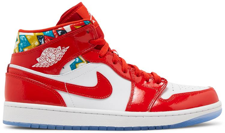 Air Jordan 1 Mid Gets Swathed in Geometric Prints DC7294-600 - vstockx