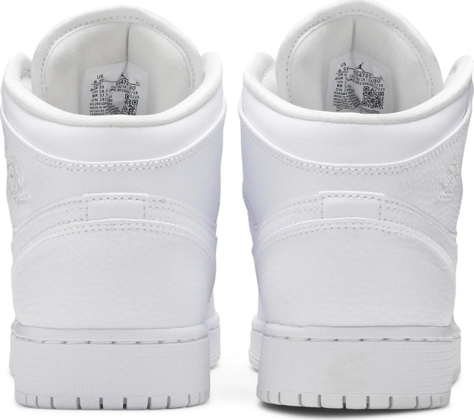 Air Jordan 1 Mid GS  Triple White  554725-130 - vstockx