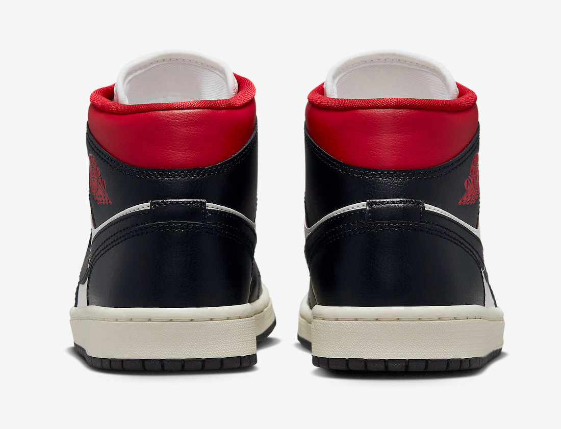 Wmns Air Jordan 1 Mid  Black Sail Gym Red  BQ6472-061 - vstockx